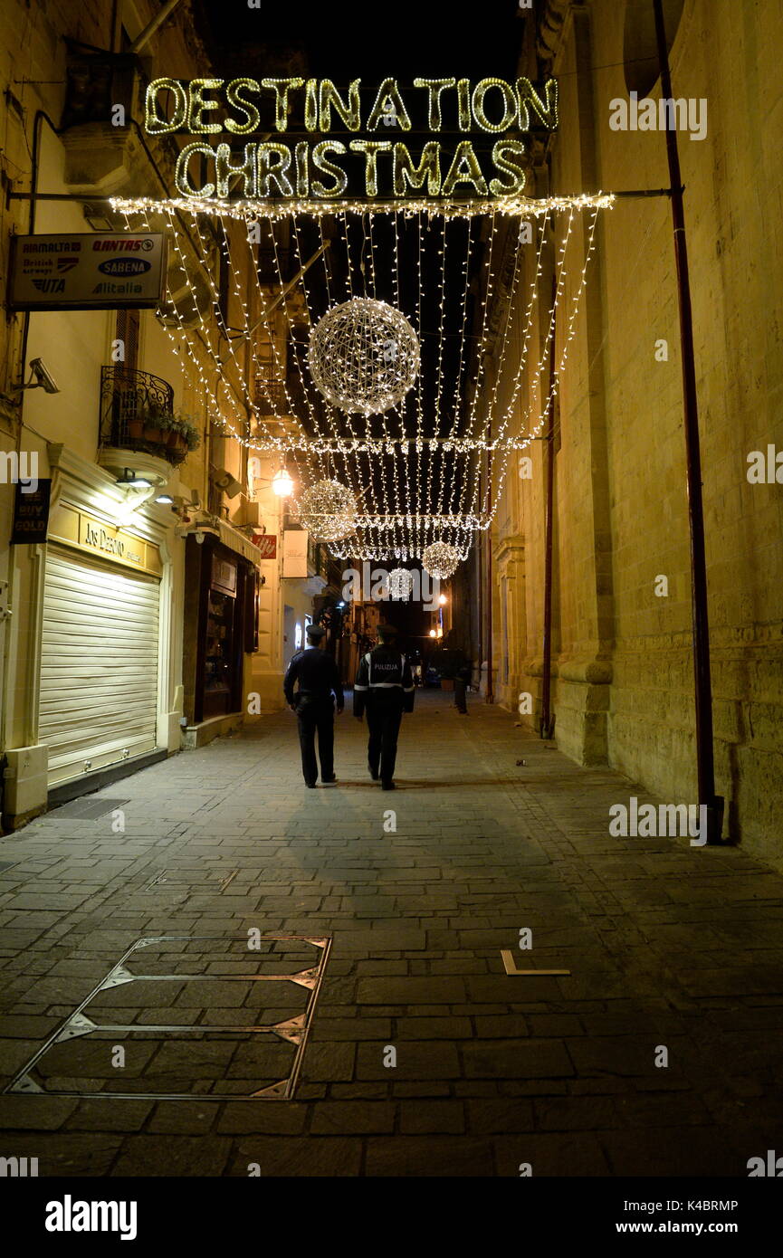 Le dîner de Noël à La Valette sur Malte Banque D'Images