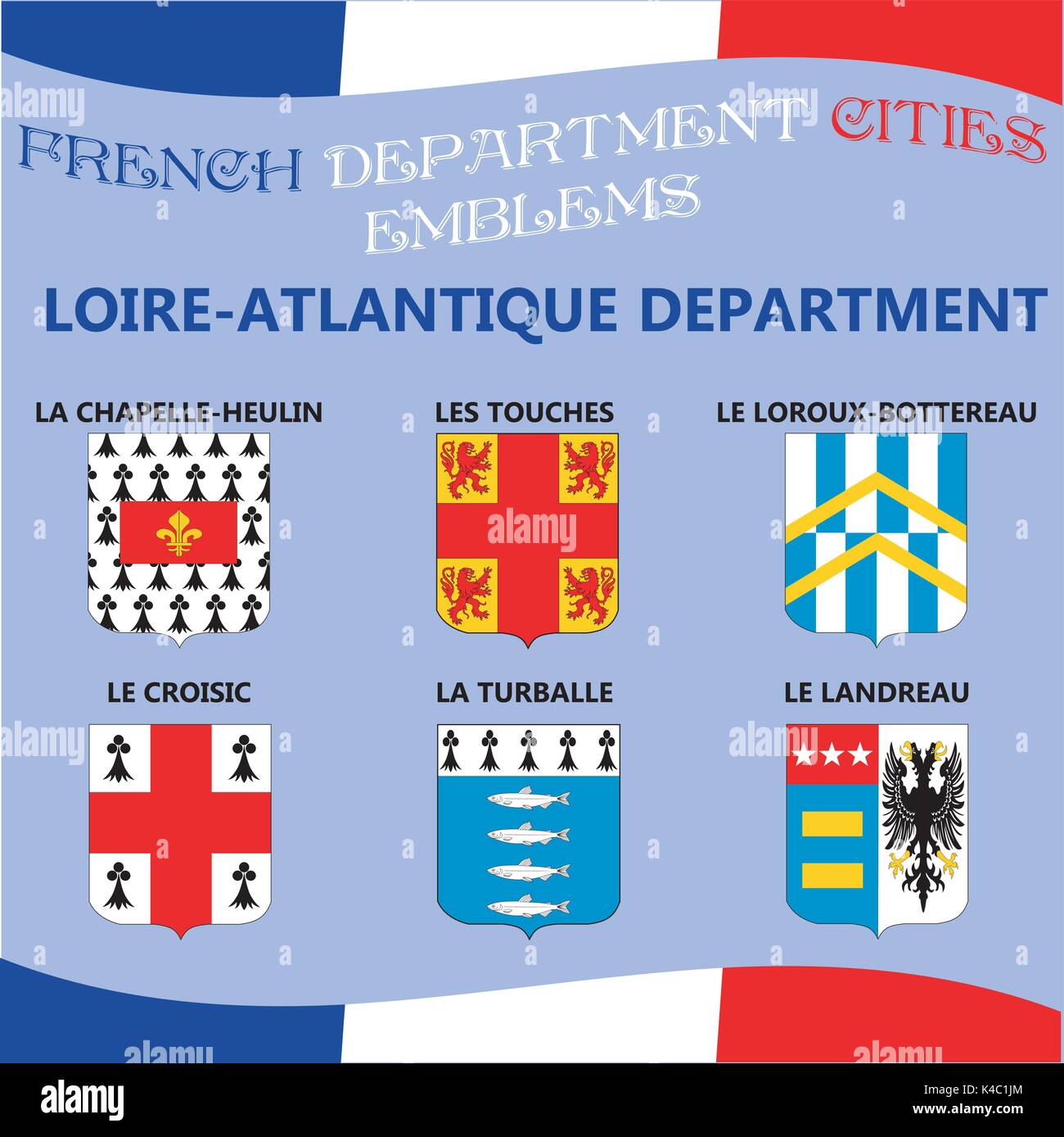 Drapeaux et emblèmes officiels de villes Franch Illustration de Vecteur