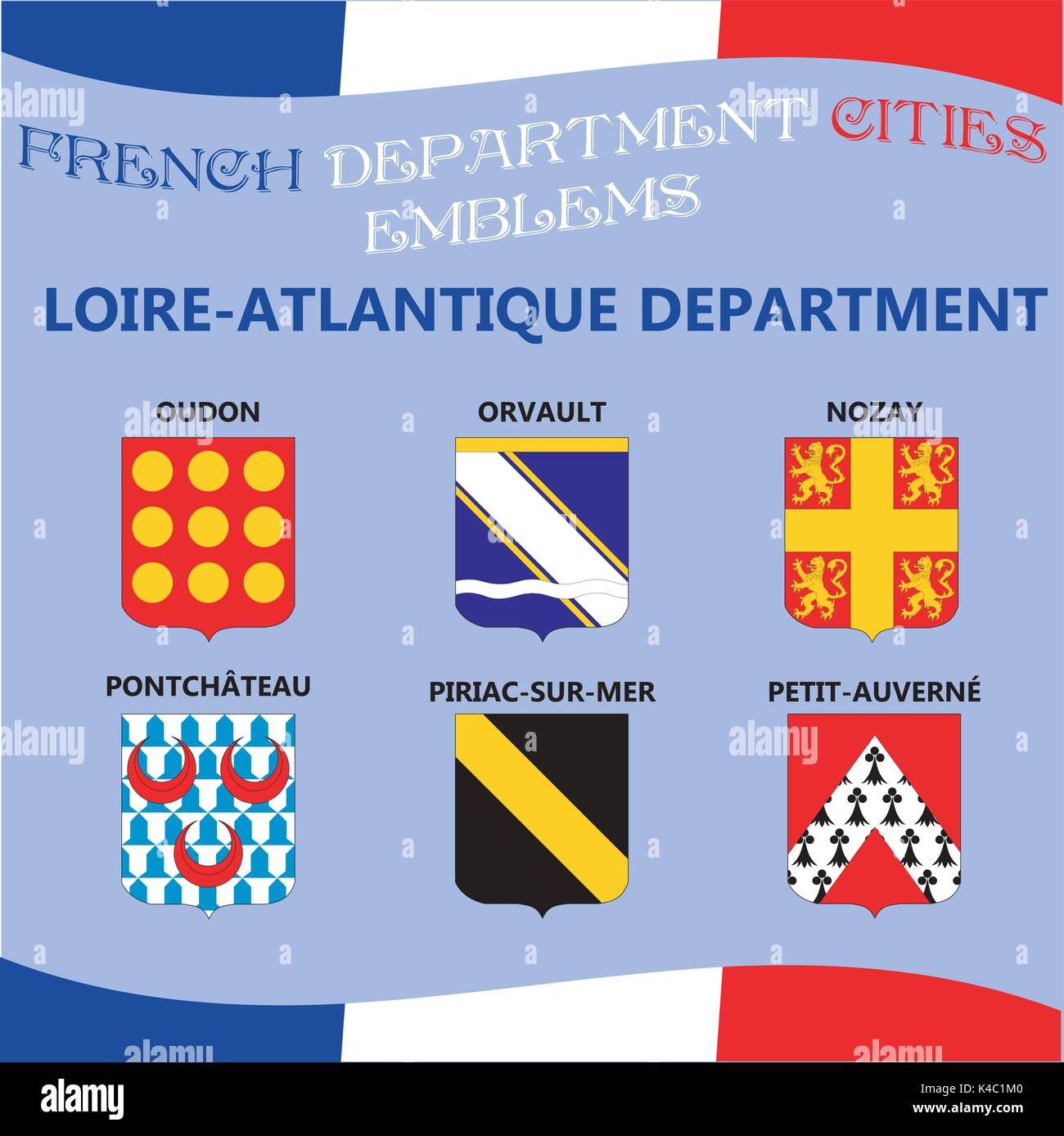 Drapeaux et emblèmes officiels de villes Franch Illustration de Vecteur