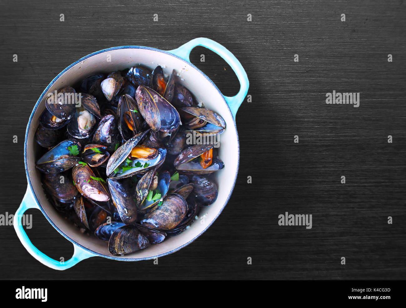 Moules cuites à la vapeur Banque D'Images