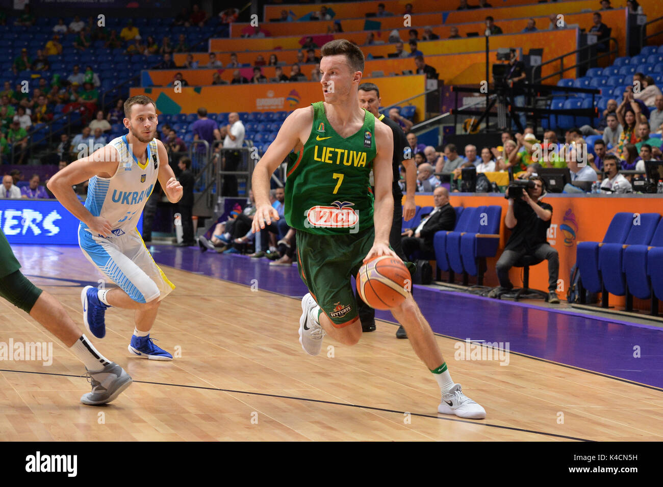 L'Adas Juskevicius de Lituanie au cours de Erurobasket Groupe B un match entre l'Ukraine contre la Lituanie , Lituanie remporté 92-64, Telaviv 04//09/2017 (photo de Michele Longo / Pacific Press) Banque D'Images