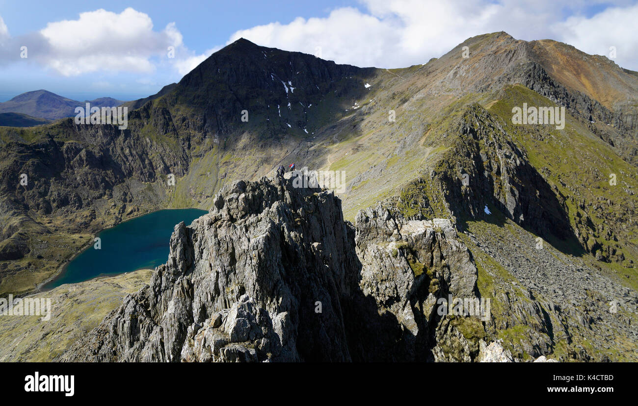 L'approche via Crib Goch Snowdon Banque D'Images