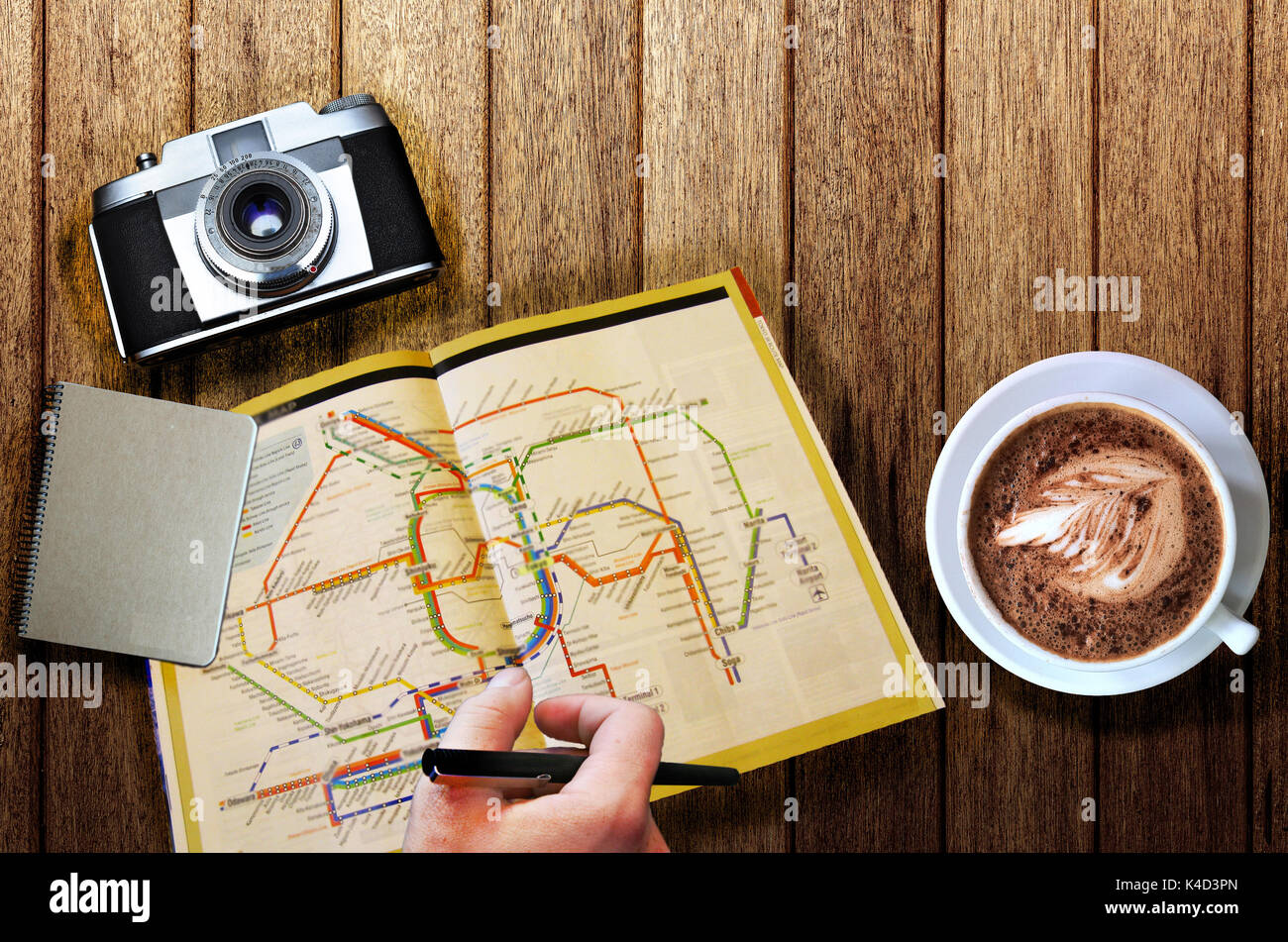 Concept de planification de voyage sur la carte Banque D'Images