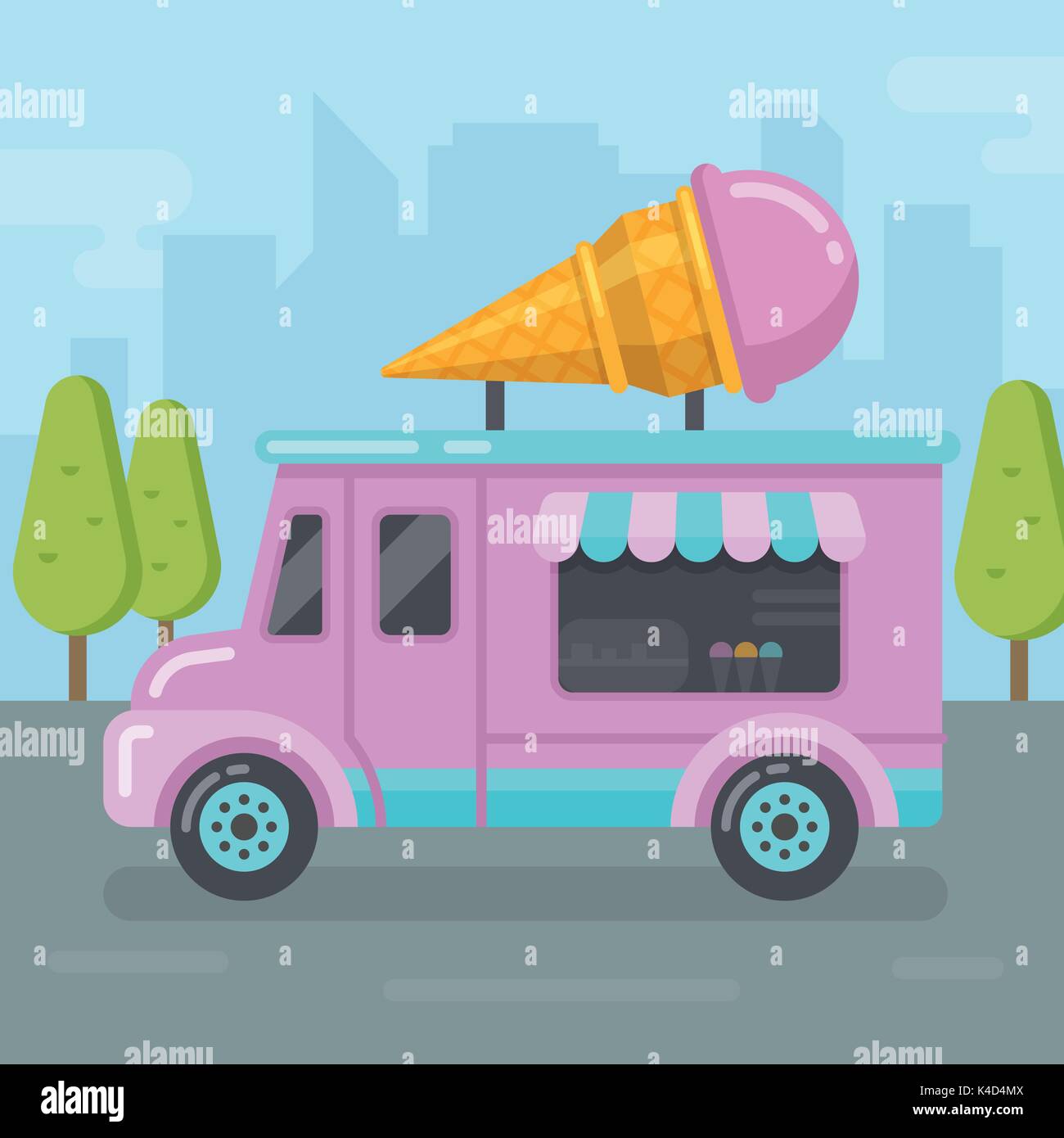 Ice cream van télévision illustration Illustration de Vecteur
