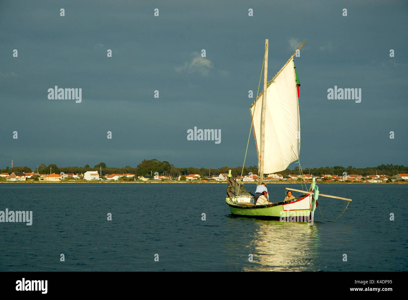 Bateaux traditionnels, moliceiros, de la rivière Aveiro (ria de Aveiro). Costa Nova, Portugal Banque D'Images