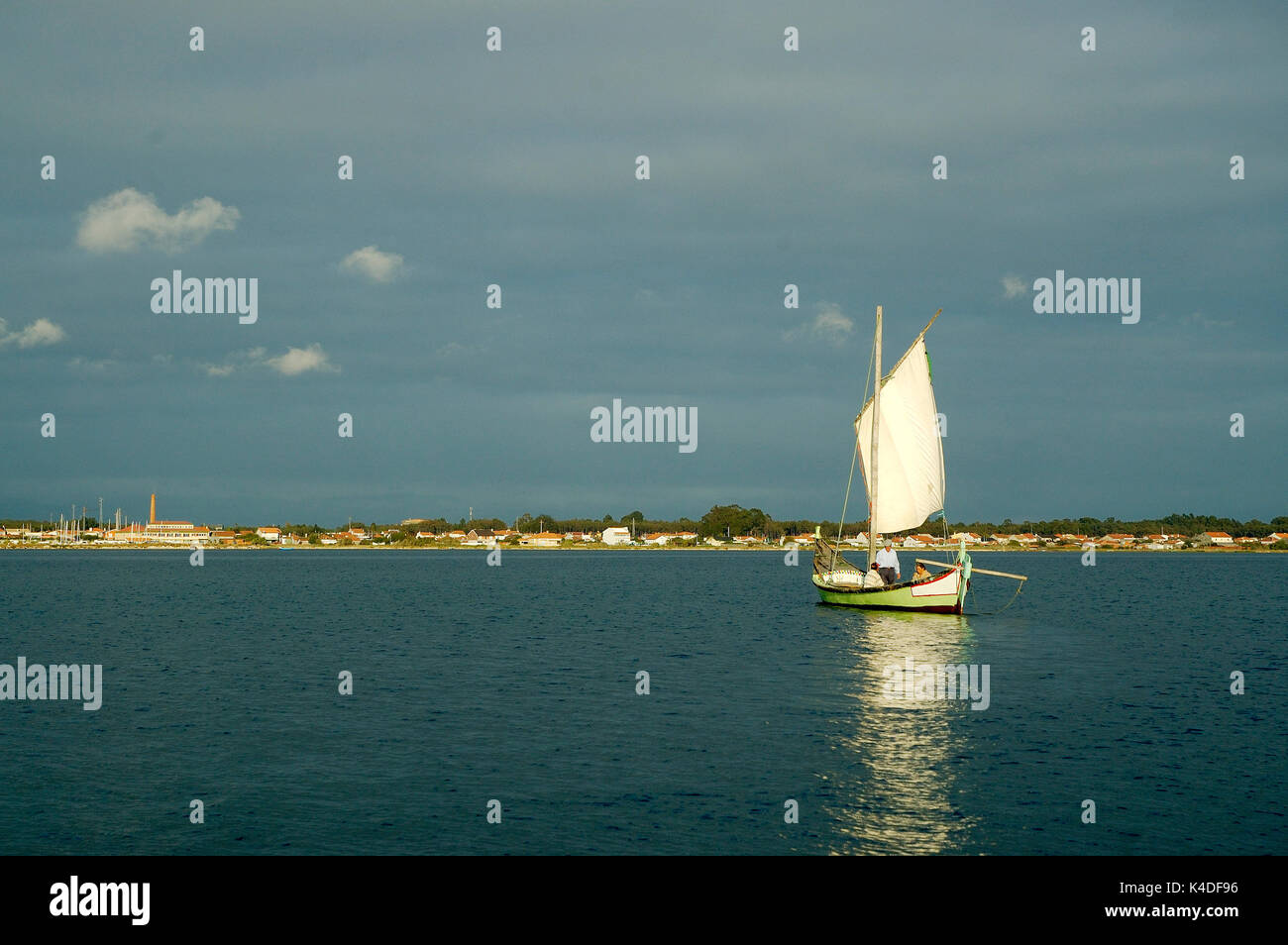 Bateaux traditionnels, moliceiros, de la rivière Aveiro (ria de Aveiro). Costa Nova, Portugal Banque D'Images