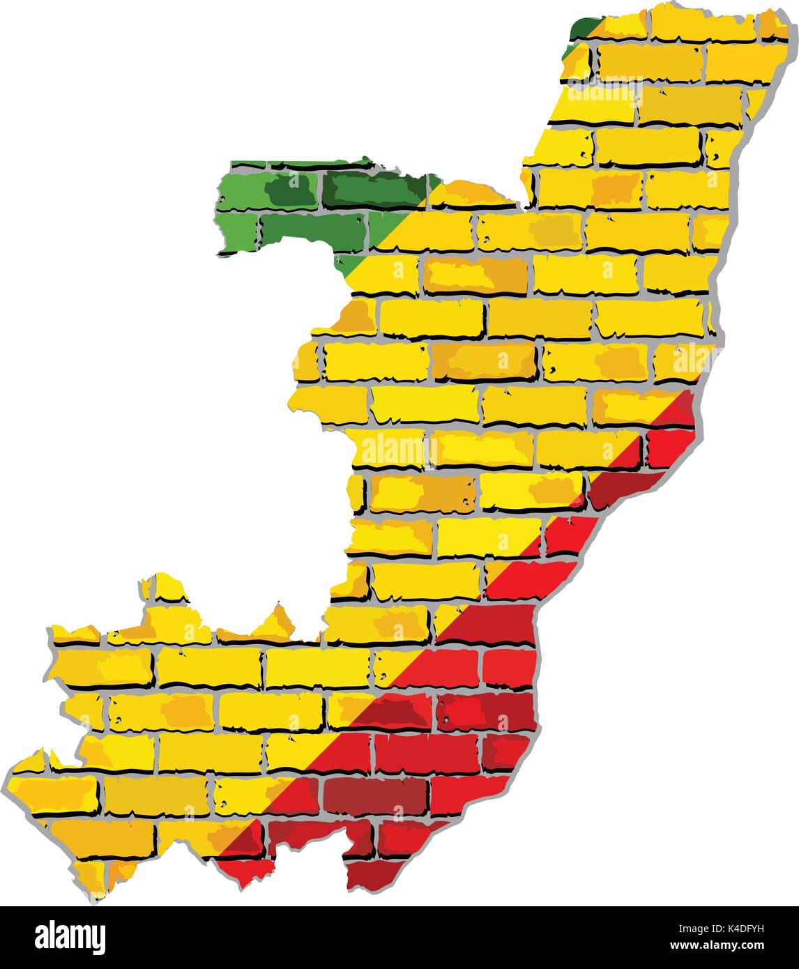 République du Congo carte sur un mur - illustration, République du Congo carte avec à l'intérieur du pavillon Illustration de Vecteur