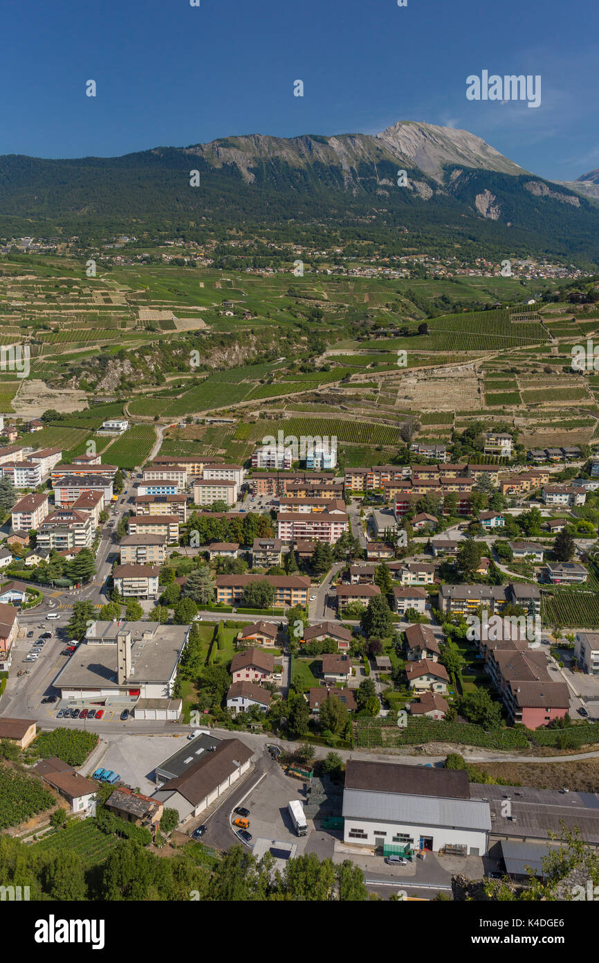 SION, SUISSE - Vue de l'immobilier à Sion, Canton du Valais. Banque D'Images