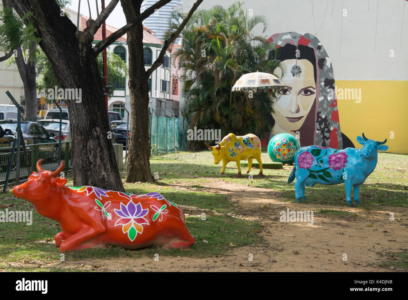 Installation créative basée sur design by Marthalia Budiman dans Clive Street, Little India, Singapour Banque D'Images