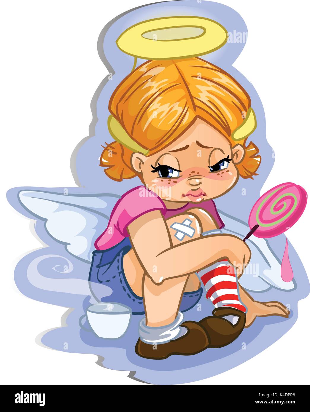 Angel girl candy avec de gros autocollant de caractère vectoriel Illustration de Vecteur