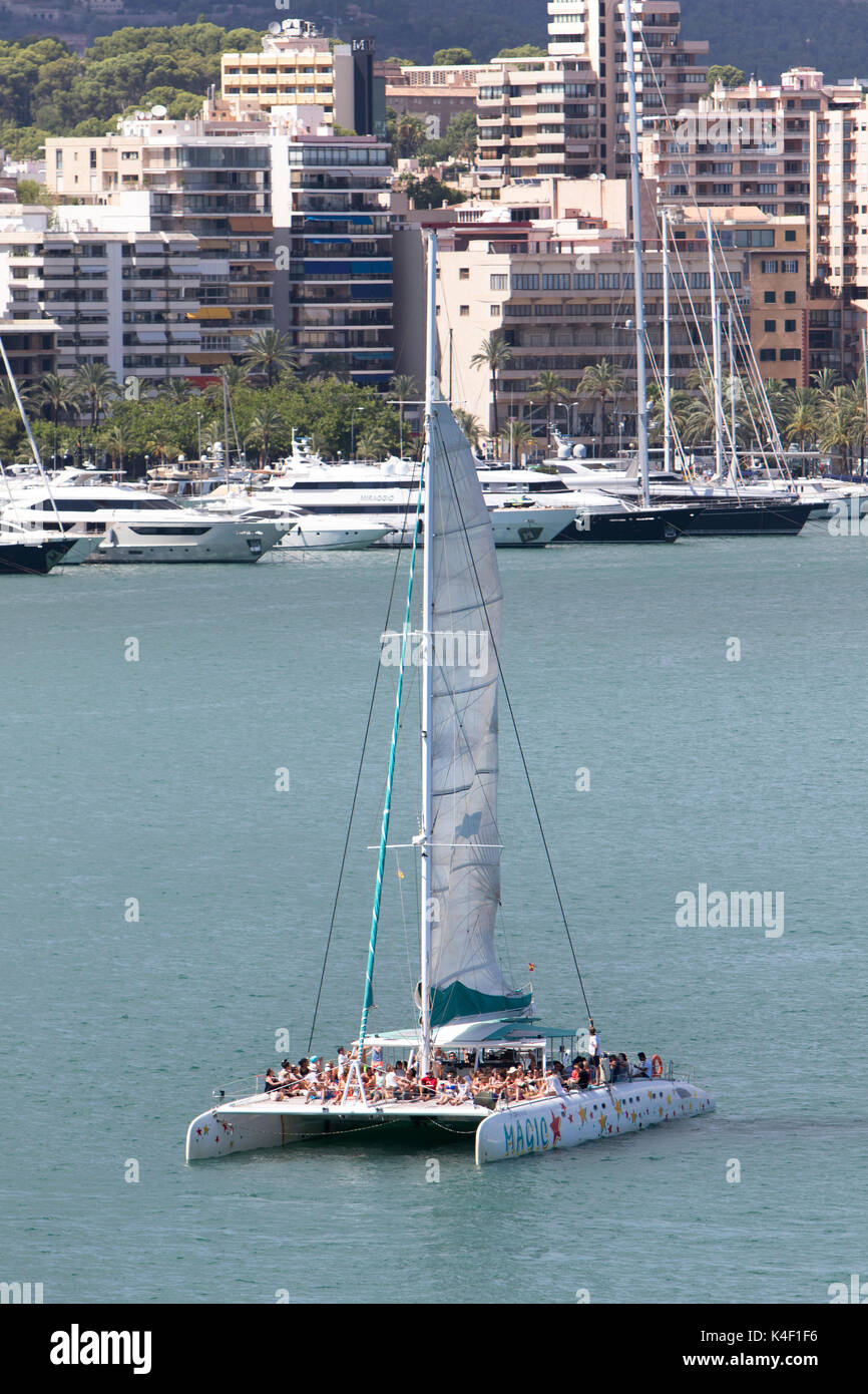 La baie de Palma de Majorque dans les îles Baléares en Espagne sur la côte sud de Majorque en été Banque D'Images
