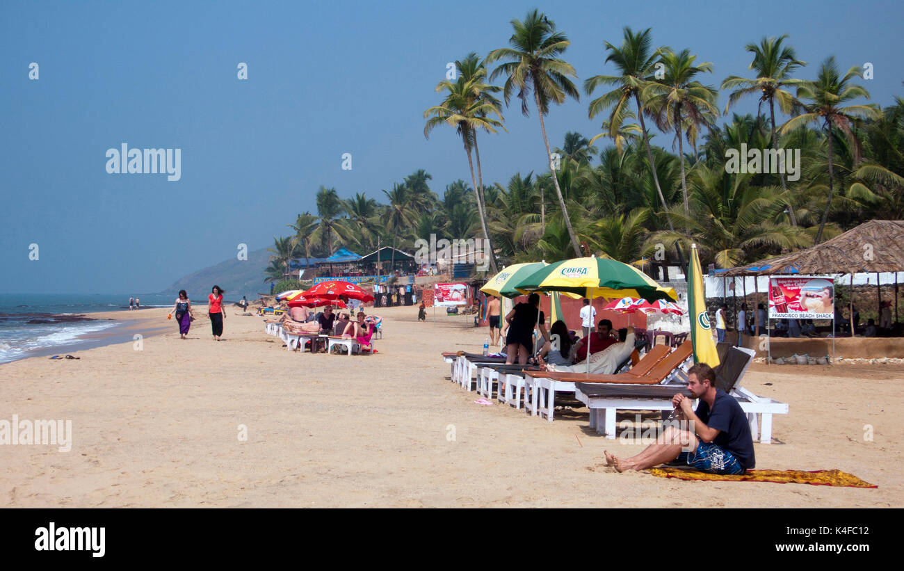 Plage d'Anjuna goa inde Banque D'Images