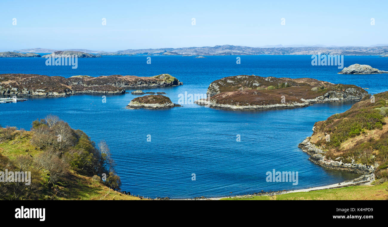 Voir plus Dhrombaig Eddrachilis à Loch Bay, du Drumbeg, Assynt, sur la côte nord 500 route touristique, Sutherland, Highlands, Scotland UK Banque D'Images