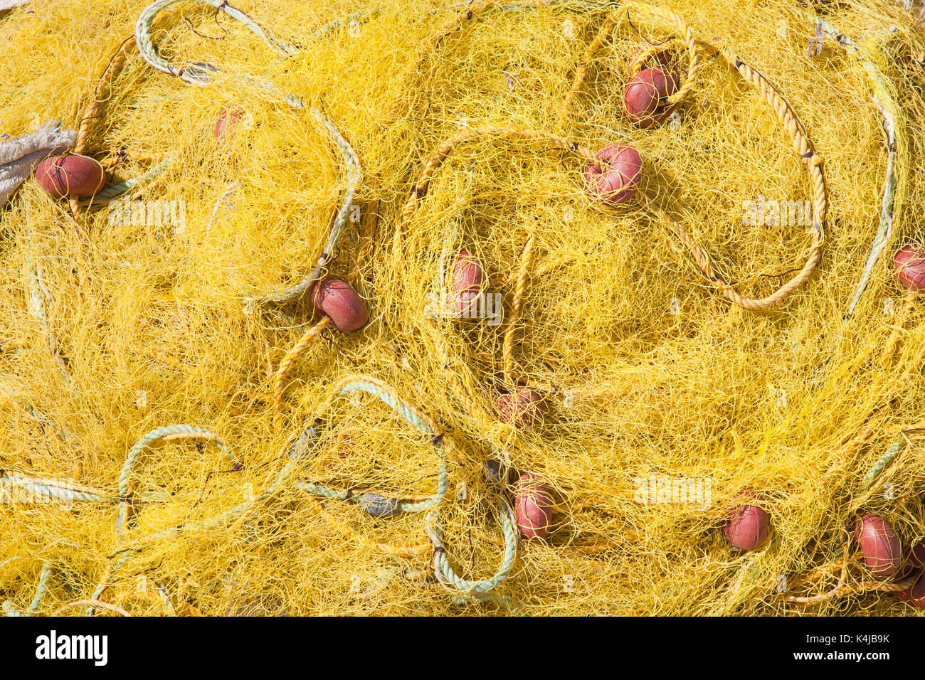 Filet de pêche, port, aghios kirykos, ikaria island, Mer Égée, Grèce, Europe Banque D'Images