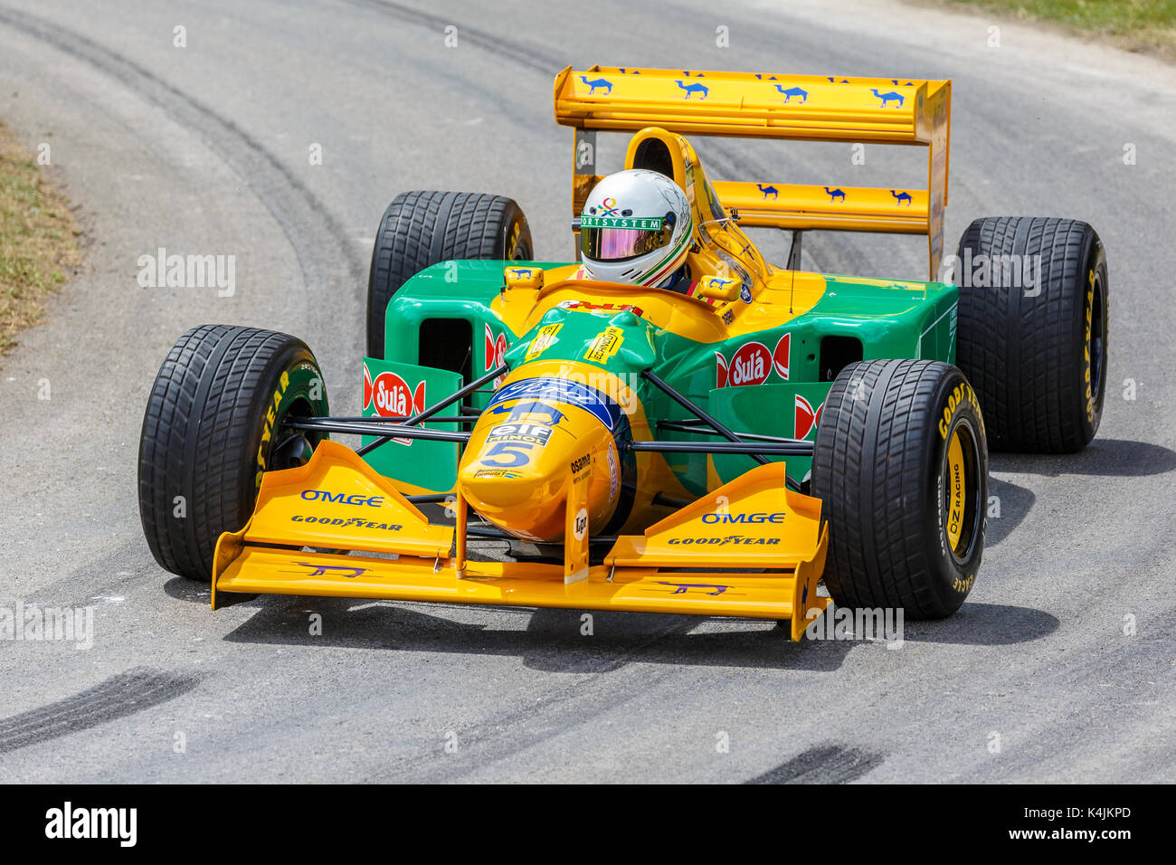 1993 benetton b193 ford-F1 voiture avec chauffeur stephen ottavianelli au goodwood festival of speed 2017, Sussex, UK. Banque D'Images