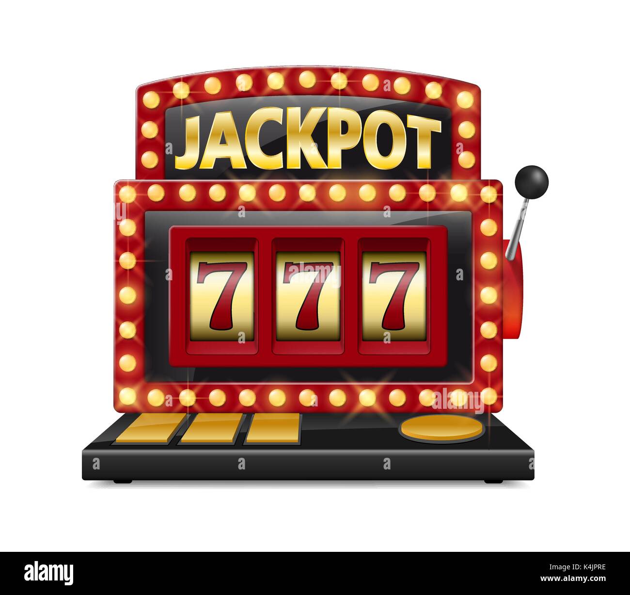 Machine à sous rouge gagne le jackpot isolé sur fond blanc. Grand Casino machine à sous win 10 EPS vector illustration Illustration de Vecteur