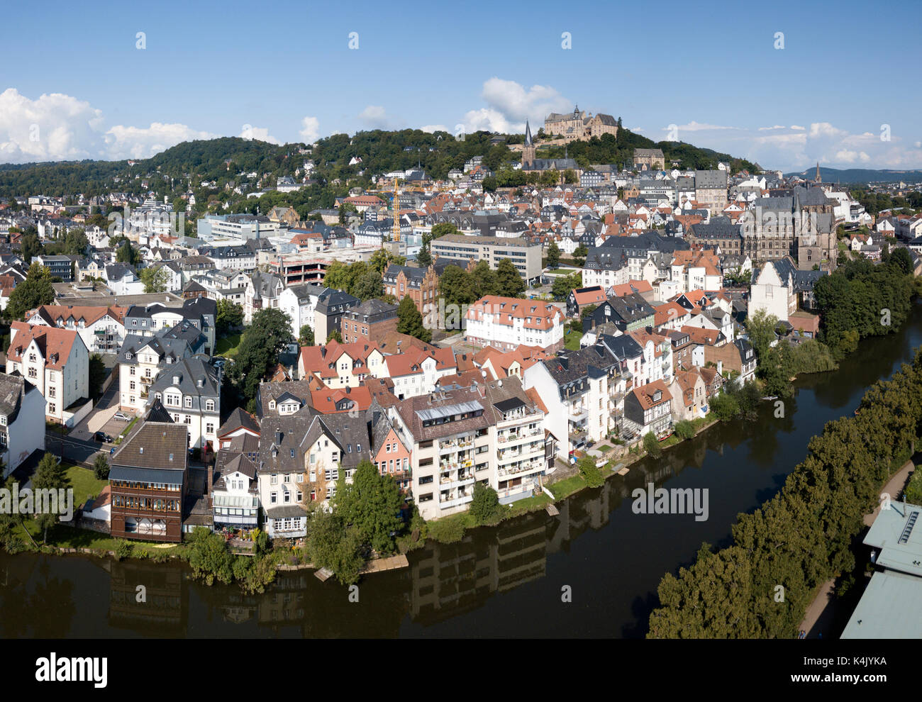 Vue panoramique sur la vieille ville de Marbourg. Hesse, Allemagne Banque D'Images