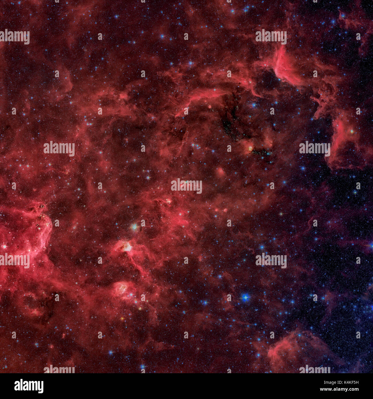 La nébuleuse de l'amérique du nord est une nébuleuse dans la constellation du cygne, à proximité de deneb. vue dans l'infrarouge du télescope spatial Spitzer de la nasa. repiqué Banque D'Images