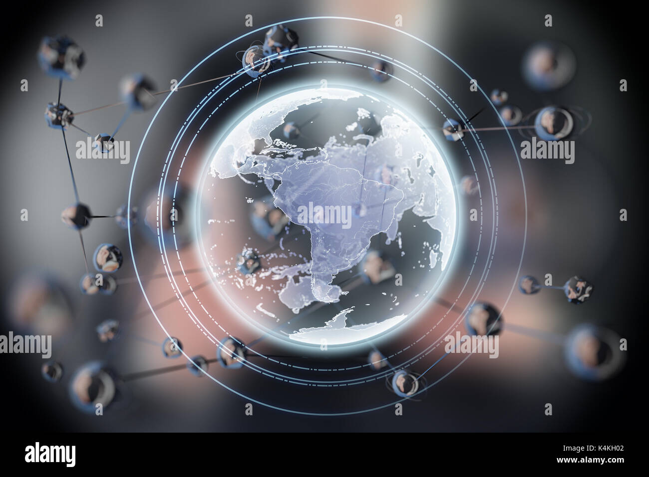 Sphère rougeoyante abstrait forme. La terre. Concept 3d de la planète. Arrière-plan de la science et de la technologie. Banque D'Images