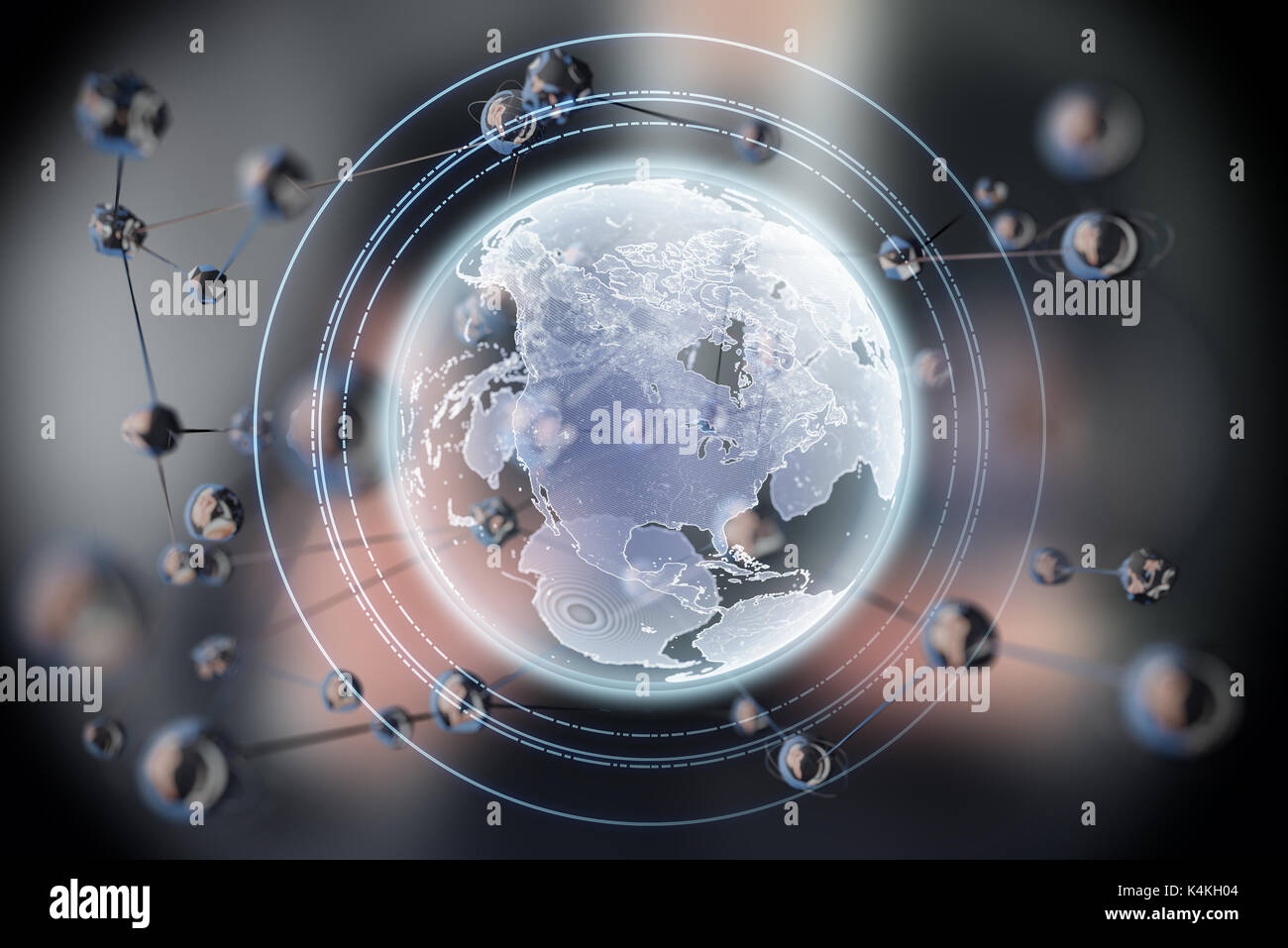 Sphère rougeoyante abstrait forme. La terre. Concept 3d de la planète. Arrière-plan de la science et de la technologie. Banque D'Images