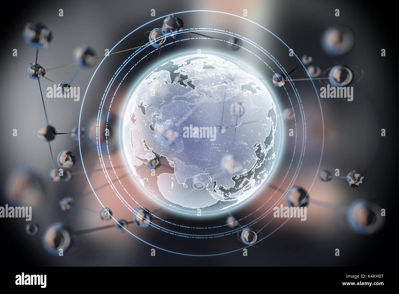 Sphère rougeoyante abstrait forme. La terre. Concept 3d de la planète. Arrière-plan de la science et de la technologie. Banque D'Images