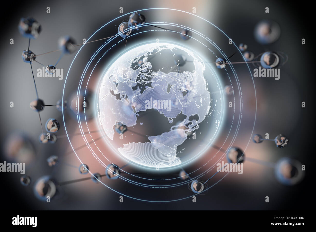 Sphère rougeoyante abstrait forme. La terre. Concept 3d de la planète. Arrière-plan de la science et de la technologie. Banque D'Images