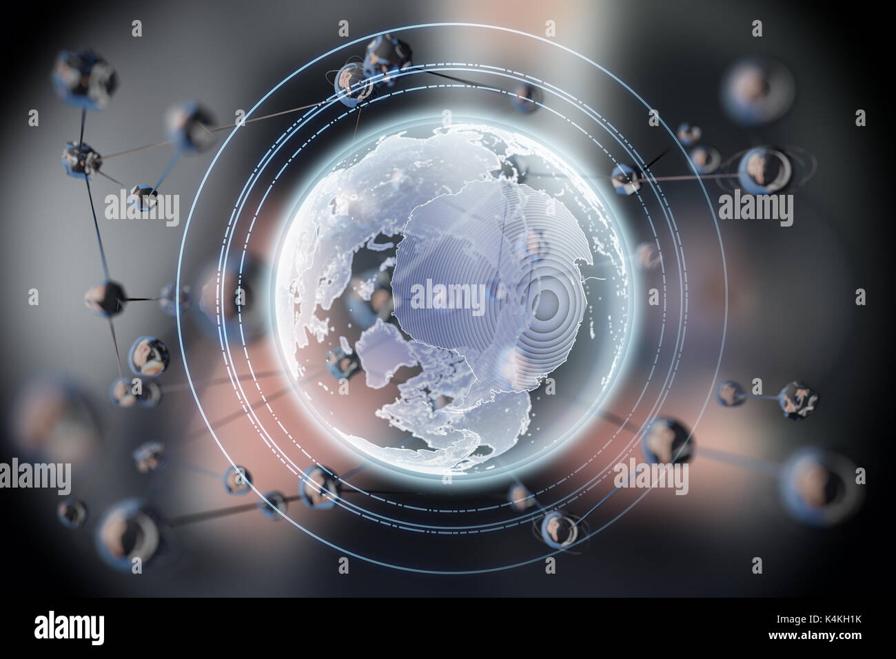 Sphère rougeoyante abstrait forme. La terre. Concept 3d de la planète. Arrière-plan de la science et de la technologie. Banque D'Images