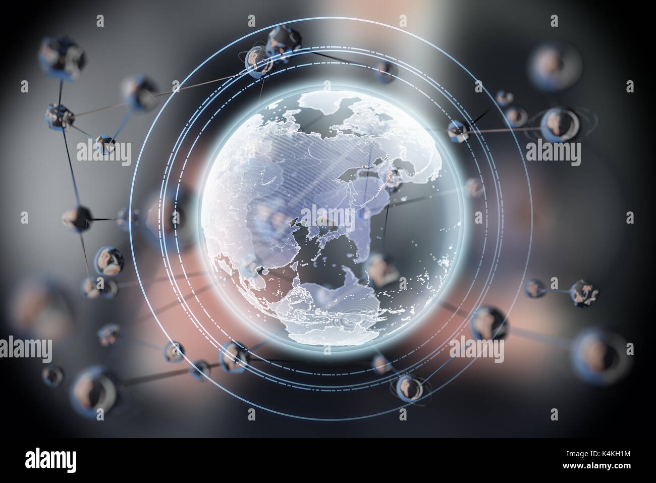 Sphère rougeoyante abstrait forme. La terre. Concept 3d de la planète. Arrière-plan de la science et de la technologie. Banque D'Images