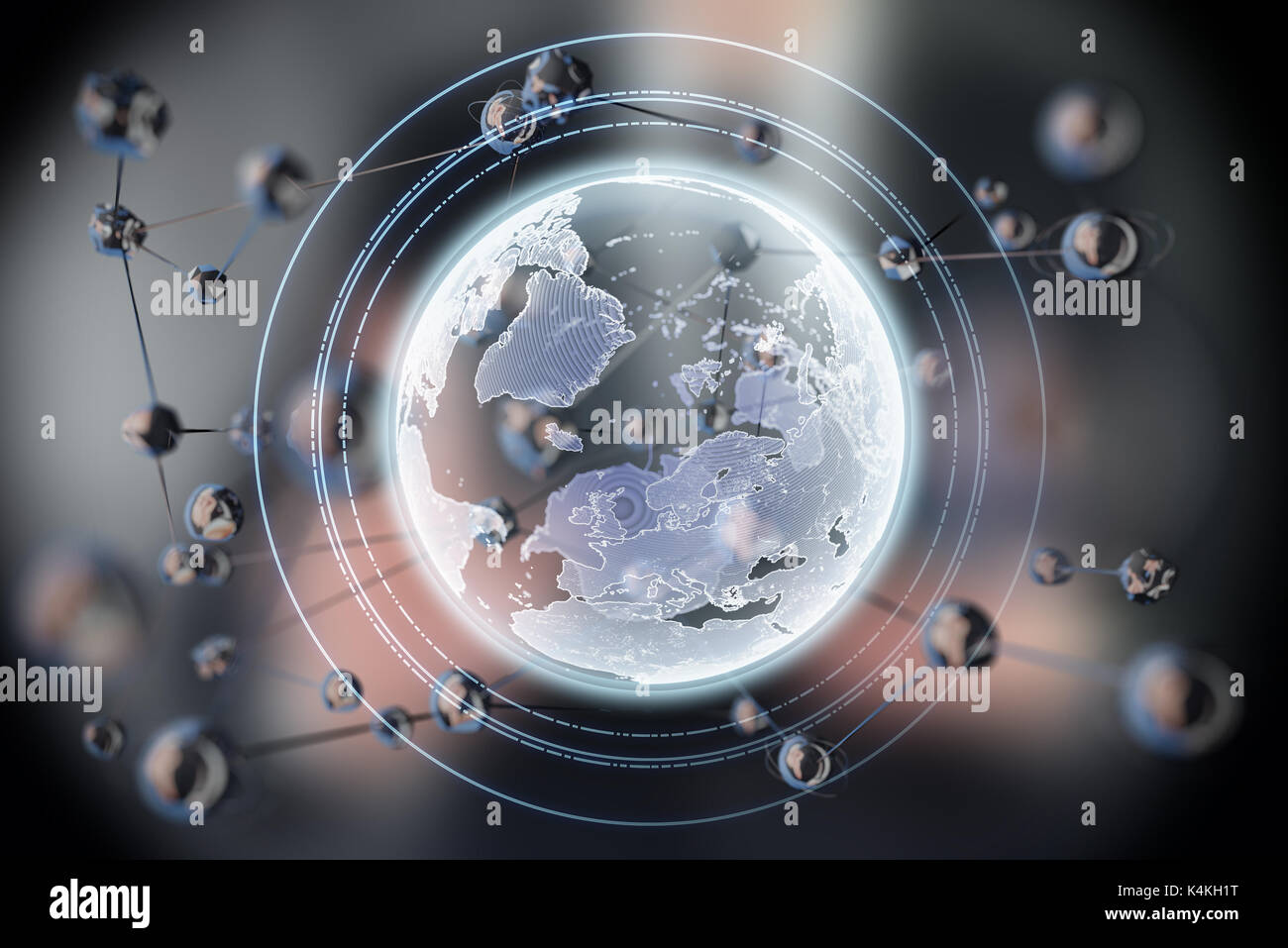 Sphère rougeoyante abstrait forme. La terre. Concept 3d de la planète. Arrière-plan de la science et de la technologie. Banque D'Images