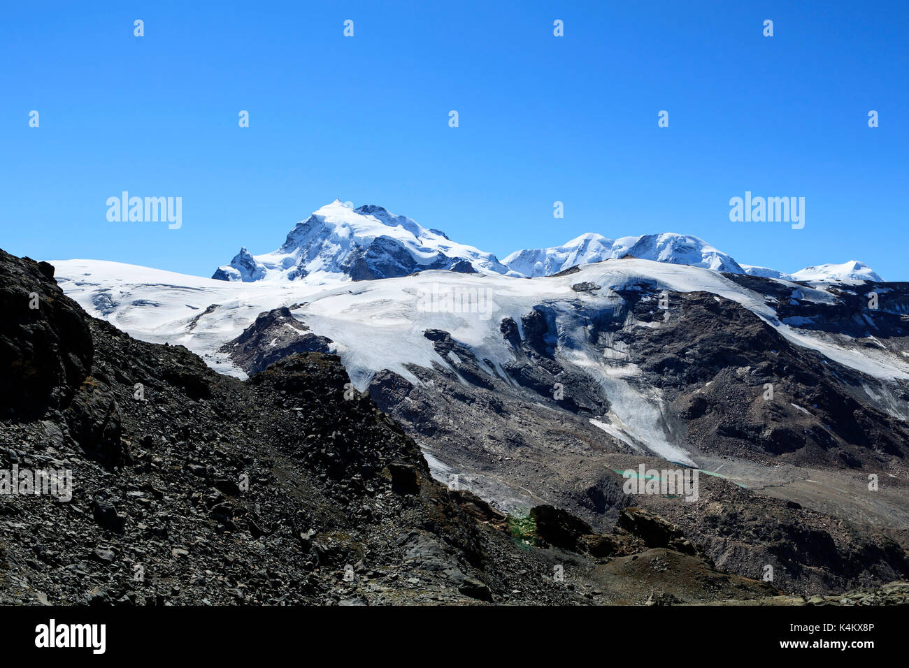 Vue sur la montagne liskamm partie du massif du Mont Rose. zermatt canton du Valais Alpes Pennines suisse Banque D'Images