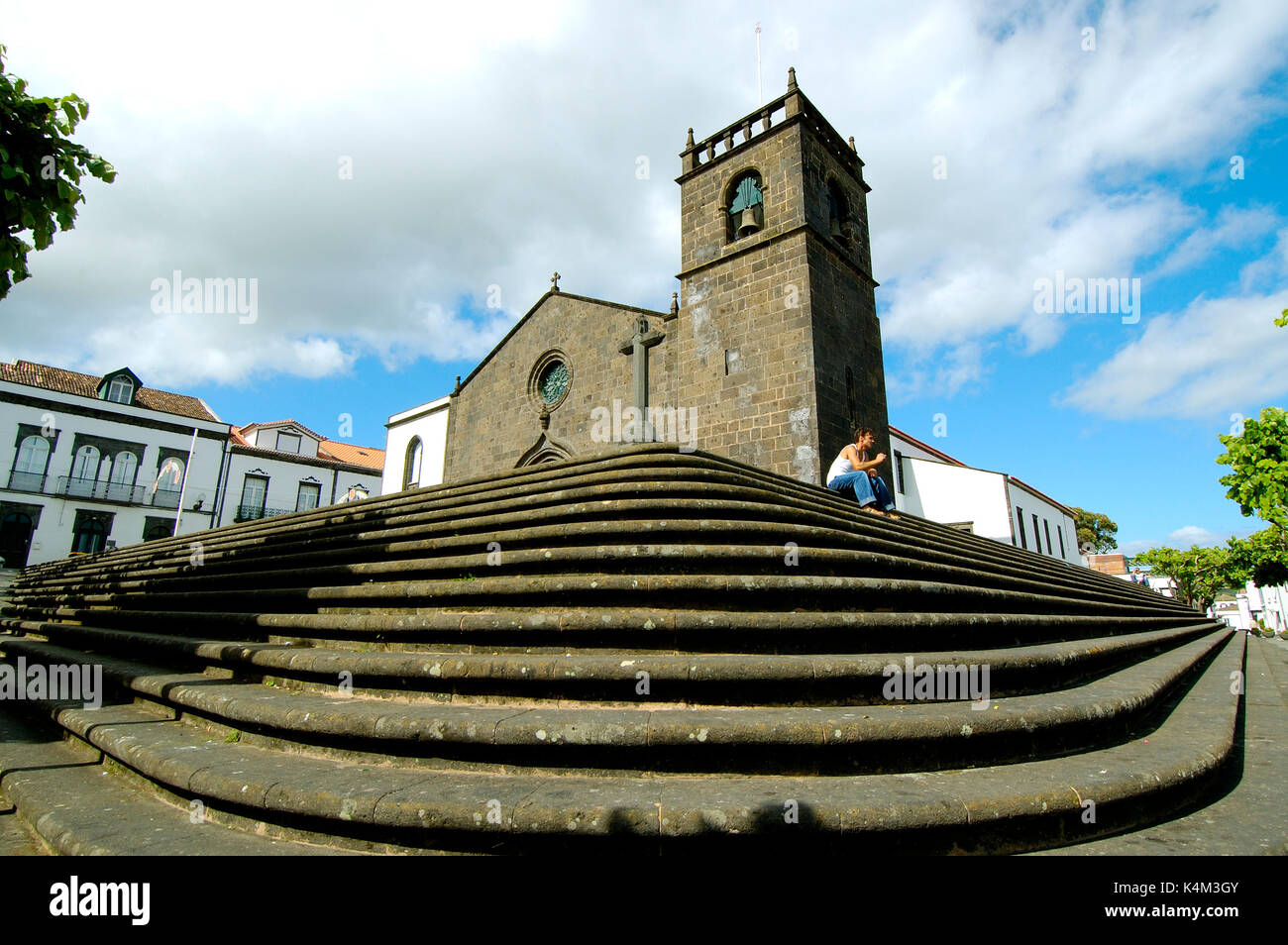 La MotherChurch de São Miguel Arcanjo à Vila Franca do Campo. São Miguel, îles des Açores, Portugal Banque D'Images