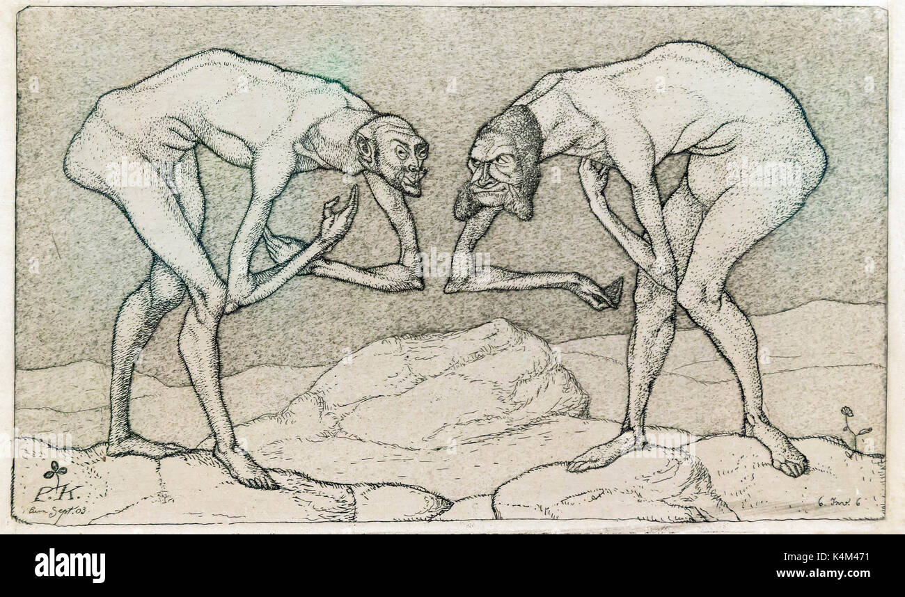 Deux messieurs s'inclinant l'un à l'autre, chacun en supposant que les autres d'être dans une position plus élevée, par Paul Klee, 1903, Solomon R. Guggenheim Museum, Manhattan, Banque D'Images