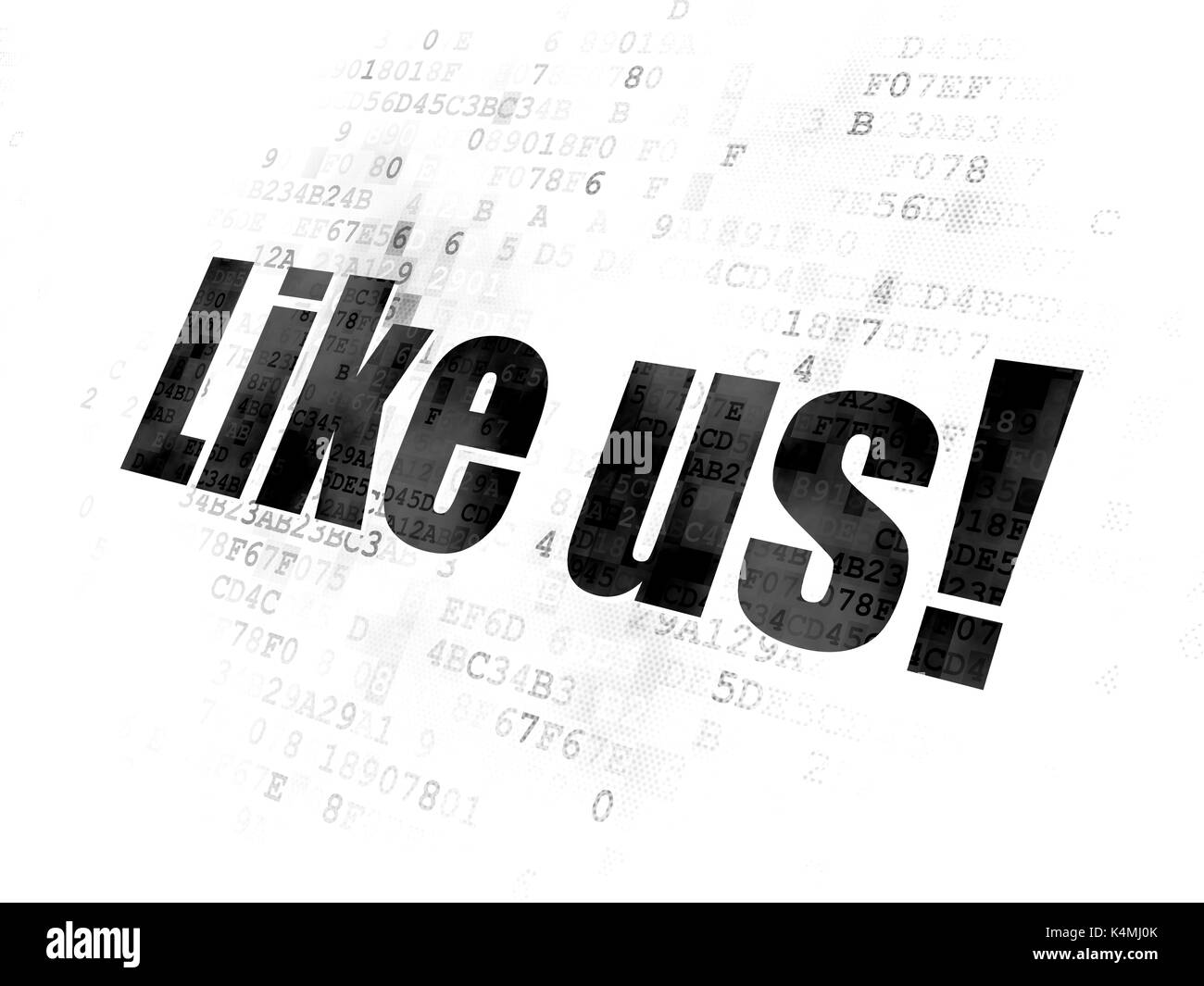 Social network concept : texte noir pixélisé comme nous ! Sur l'arrière-plan numérique Banque D'Images