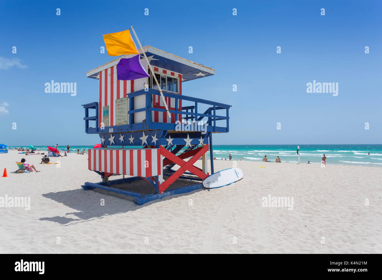 Tour De Guet De Sauveteur Sur South Beach, Miami Beach, Miami, Floride, États-Unis D'Amérique, Amérique Du Nord Banque D'Images