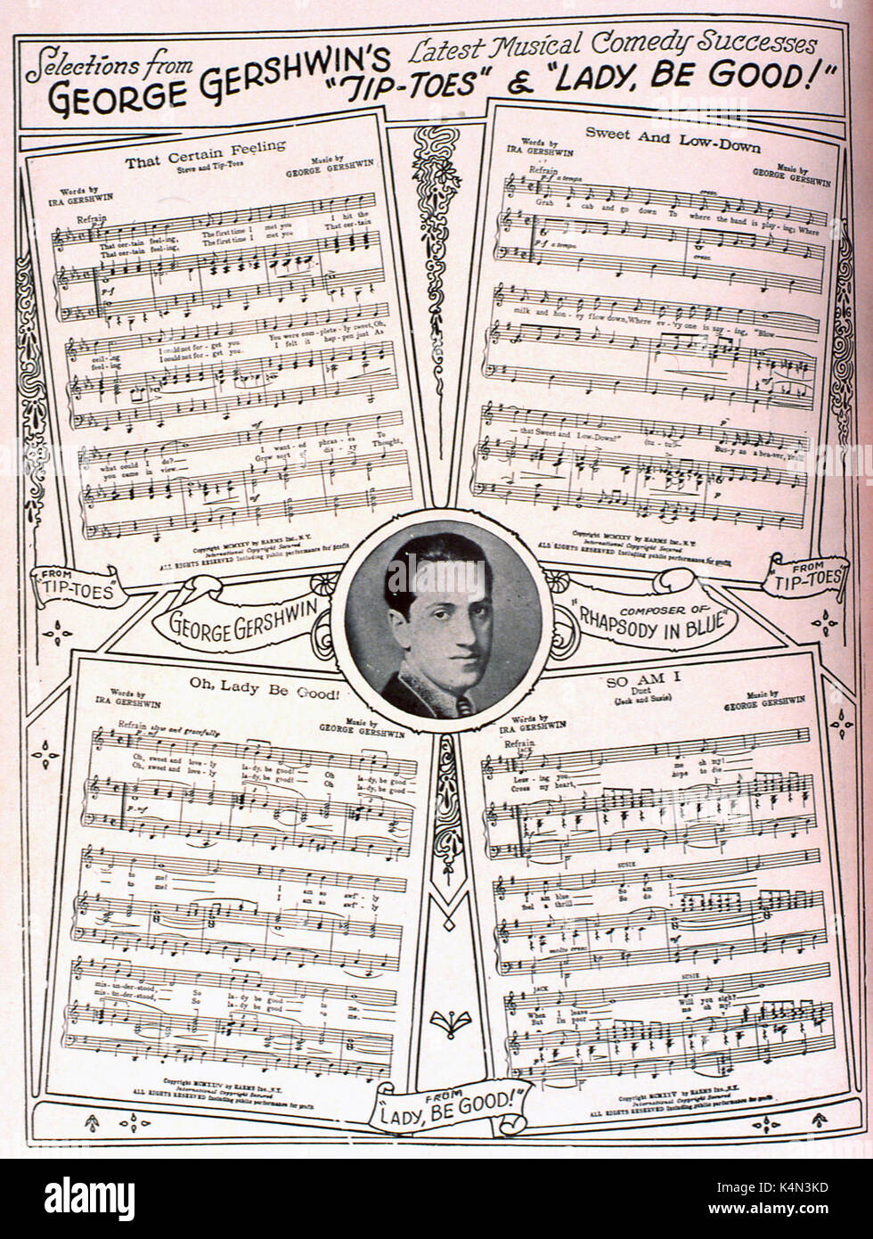 George Gershwin - LADY BE GOOD Couvert de note - avec sélection de chansons. Compositeur et pianiste (1898-1937) Banque D'Images