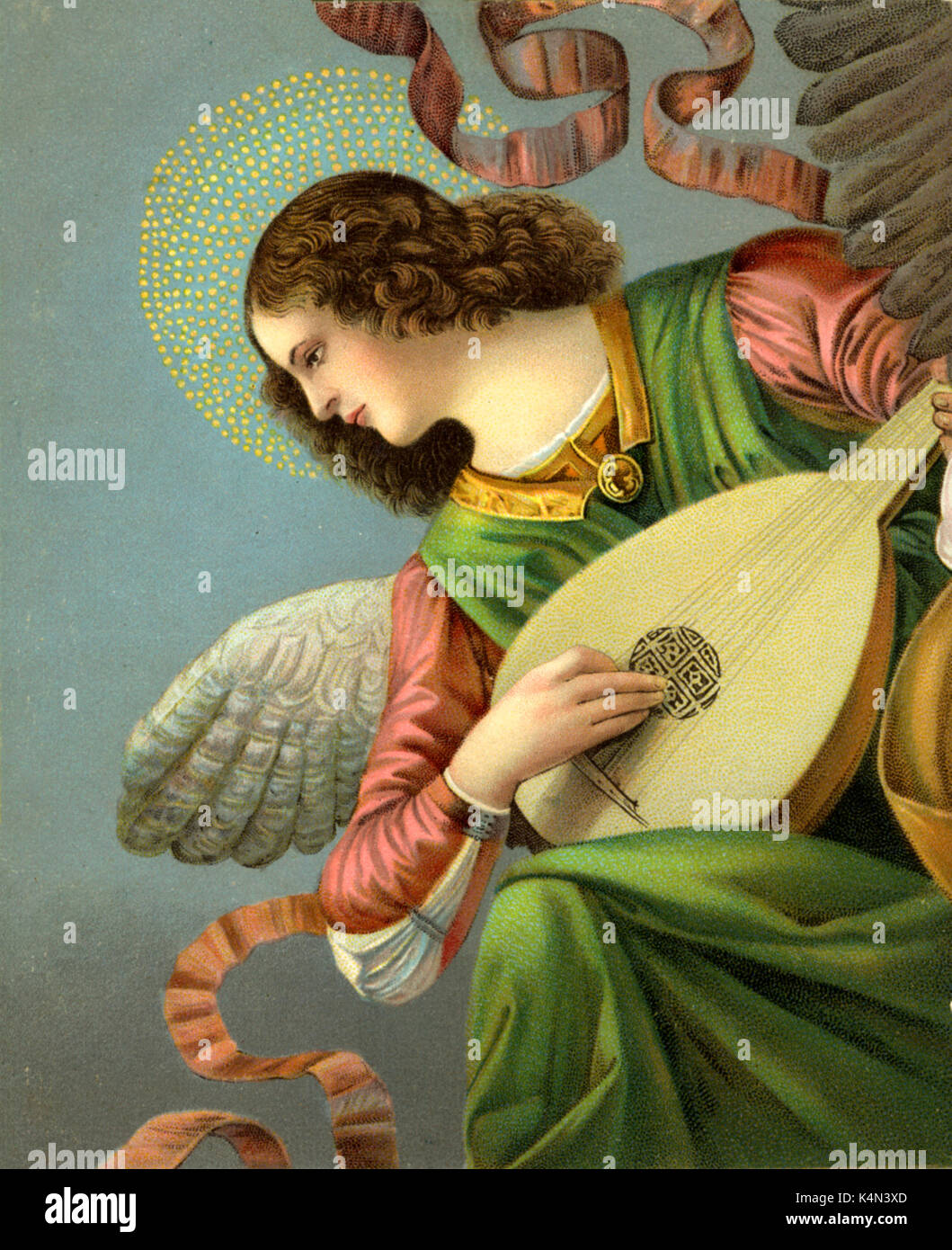 Ange jouant du luth après peinture par Melozzo da Forli. Banque D'Images