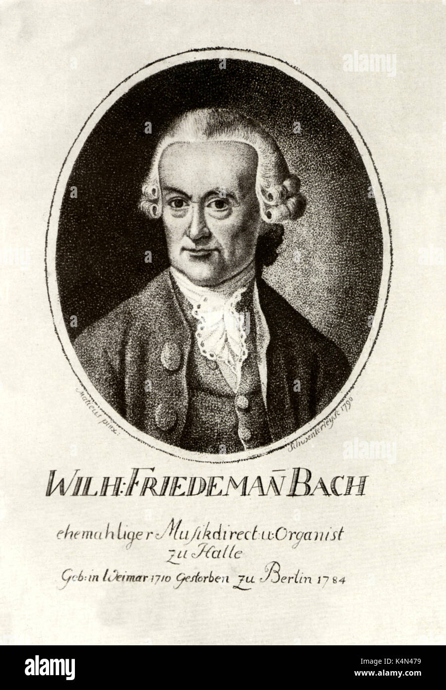 Wilhelm Friedemann Bach, portrait. Fils aîné de JS Bach et Maria Barbara. Compositeur et organiste allemand., 1710-1784. Banque D'Images