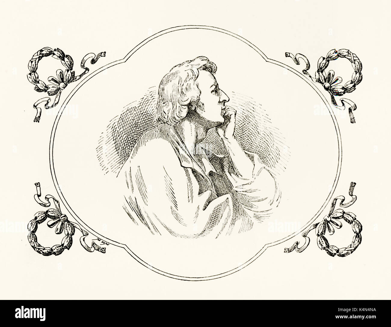 CHOPIN, Frédéric par T. Kwiatowski Portrait compositeur polonais (1810-1849) Banque D'Images