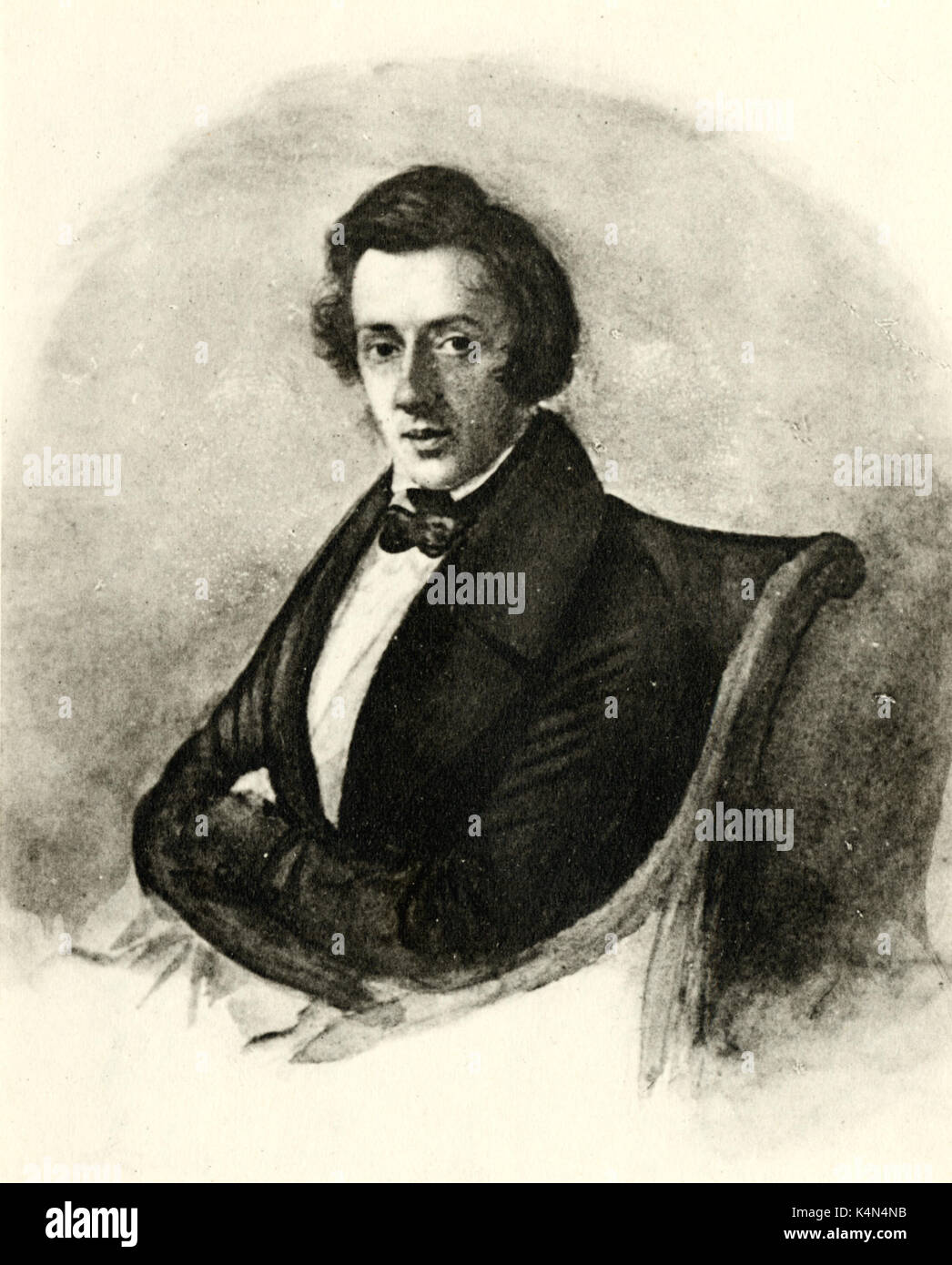 CHOPIN, Frédéric bv Marie Wodzinska qui était émotionnellement impliqué avec lui (1819-1896) Portrait compositeur polonais (1810-1849) Banque D'Images
