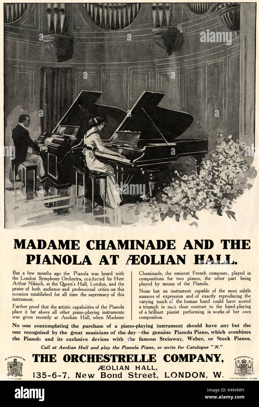 INSTRUMENT - Clavier - 'Madame PIANOLA annonce ; et la Chaminade à Pianola  Aeolian Hall' type de Player Piano Photo Stock - Alamy