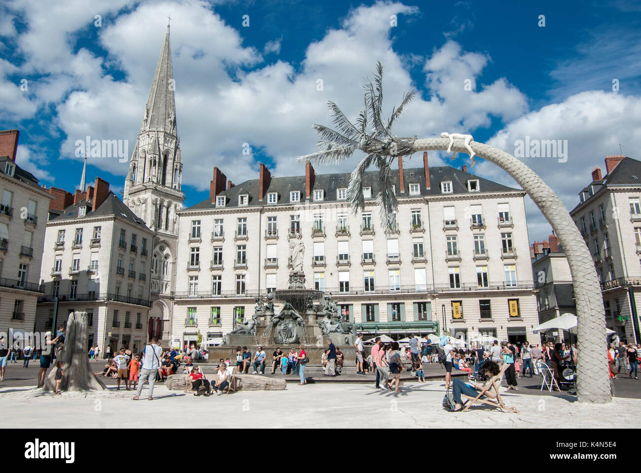 Place Royale, la basilique de Saint Nicolas, Nantes, Pays de la Loire, France Banque D'Images