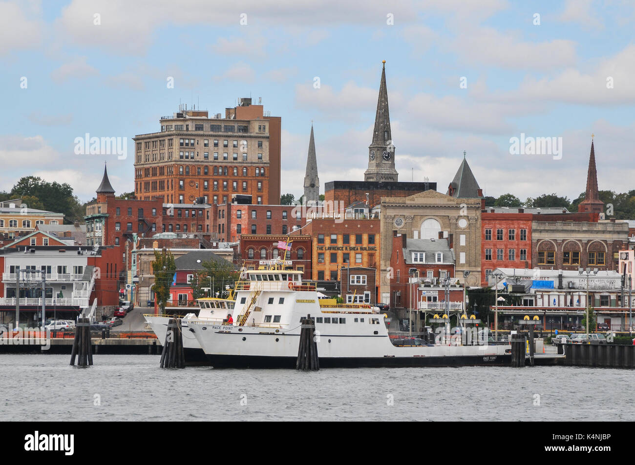 New London, Connecticut vu de Long Island Ferry Banque D'Images