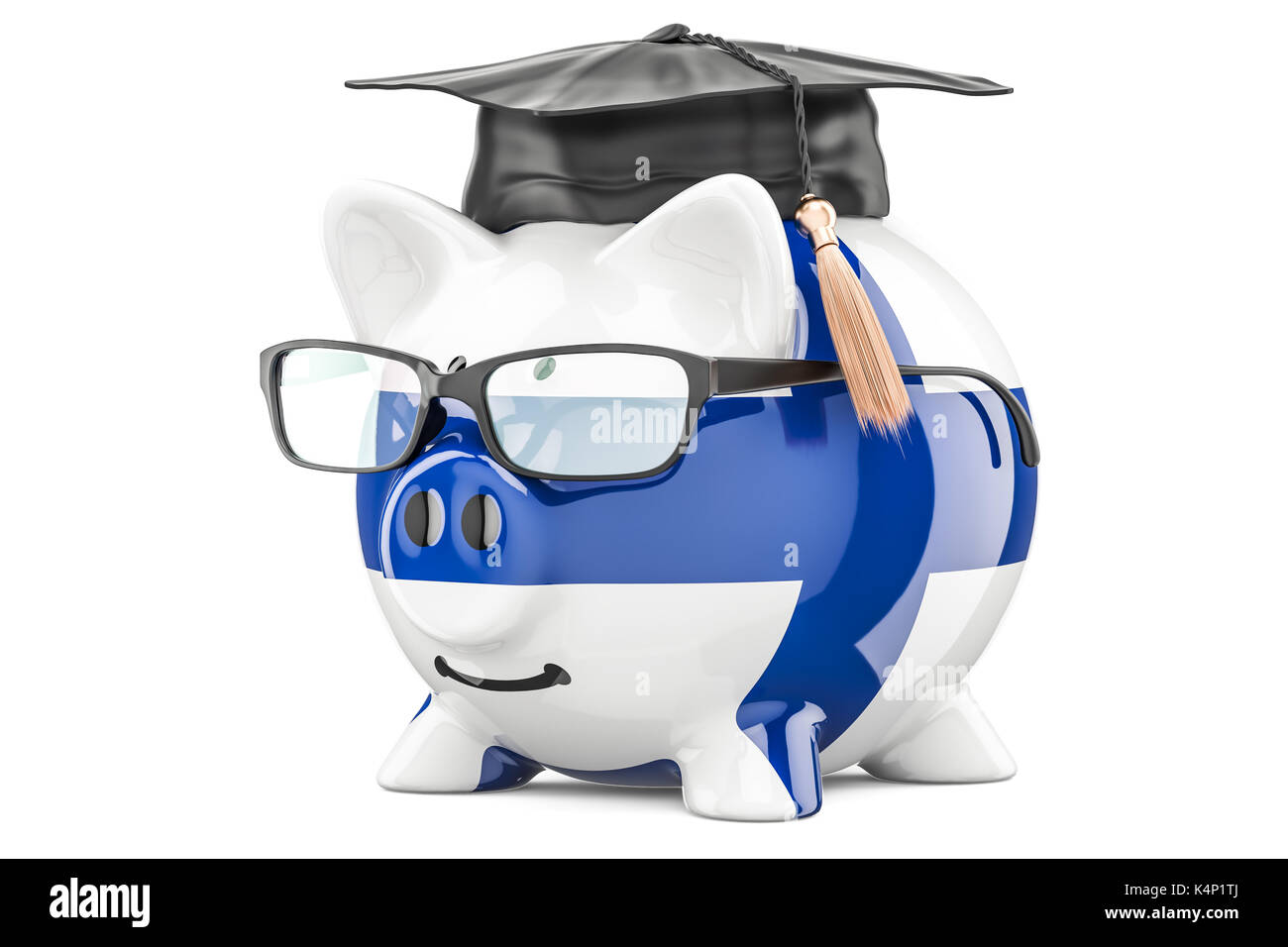 L'épargne pour les études en Finlande, rendu 3D concept isolé sur fond blanc Banque D'Images