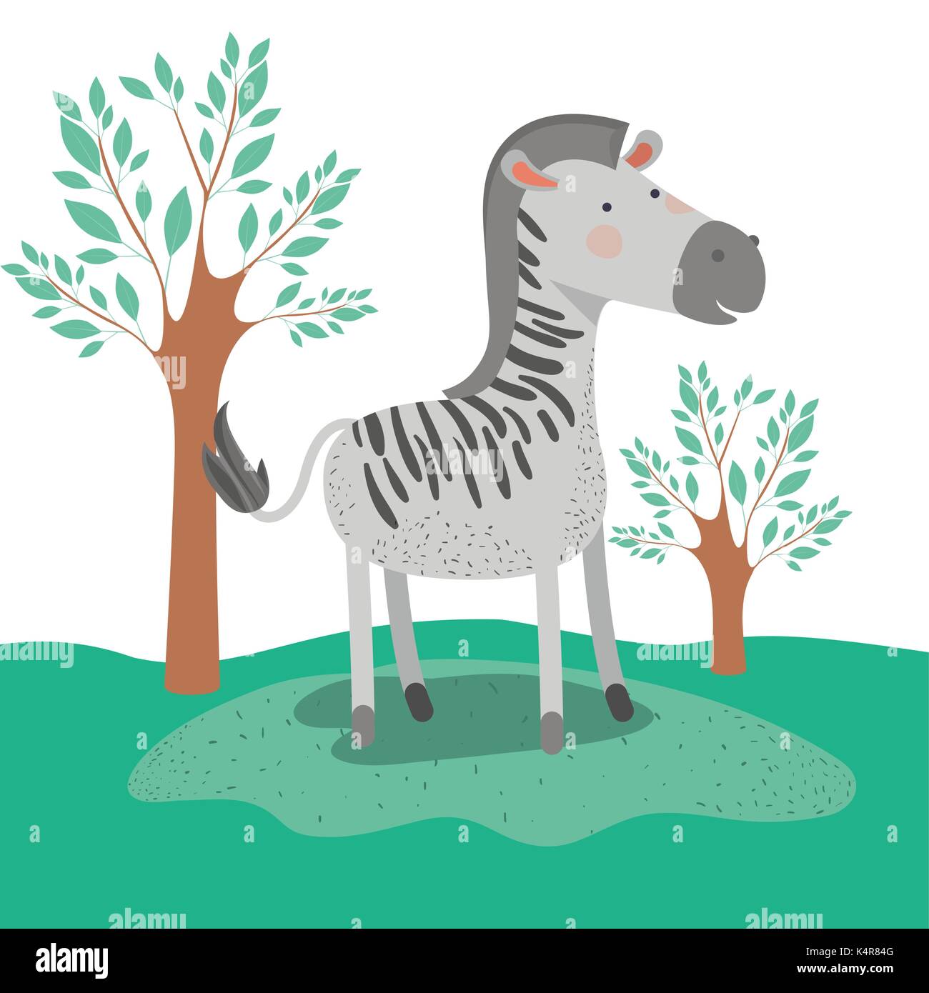 Animal zèbre caricature en arrière-plan des paysages forestiers Illustration de Vecteur