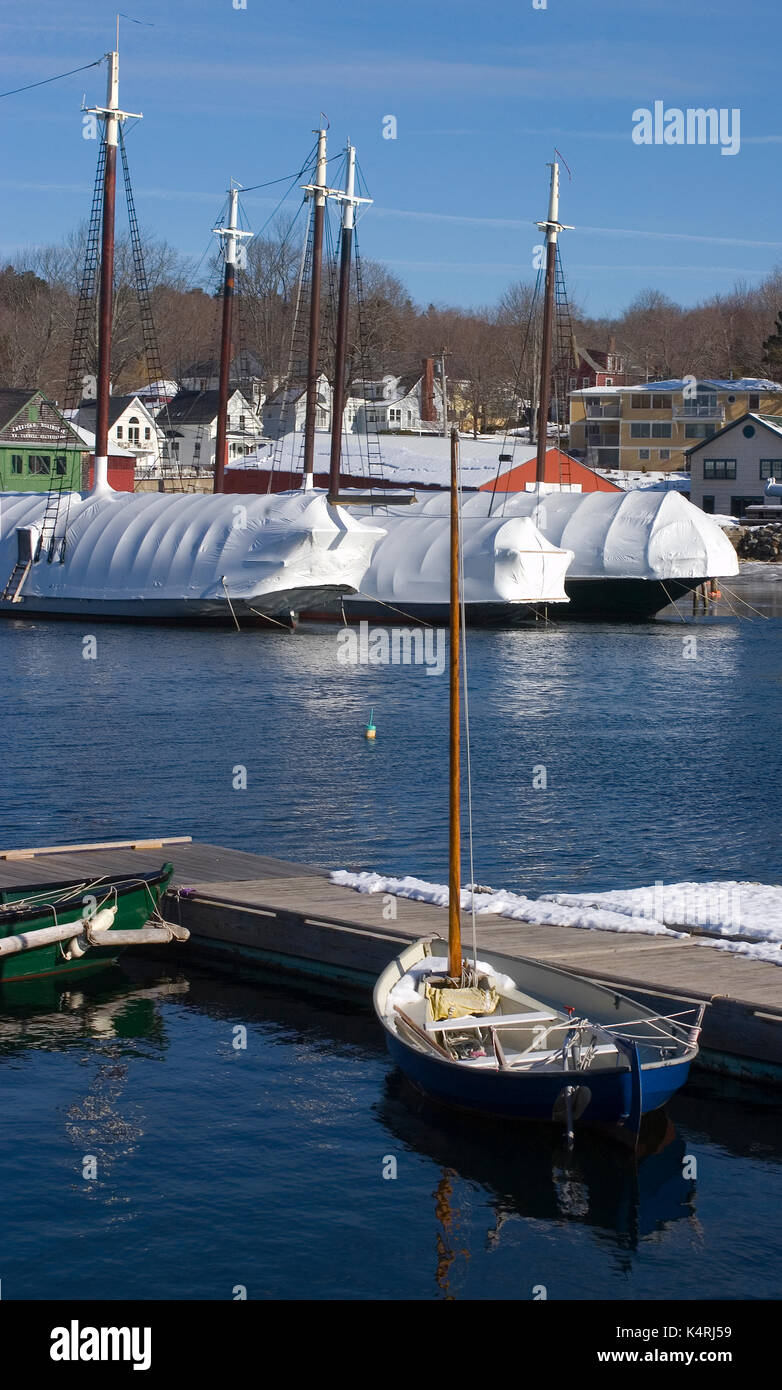 L'hiver à windjammers reste à Camden, Maine. Banque D'Images