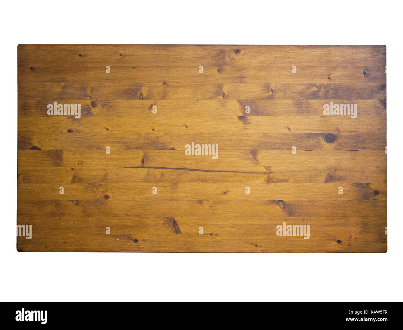 Table en bois massif fait main vu de dessus. isolé sur blanc. Banque D'Images