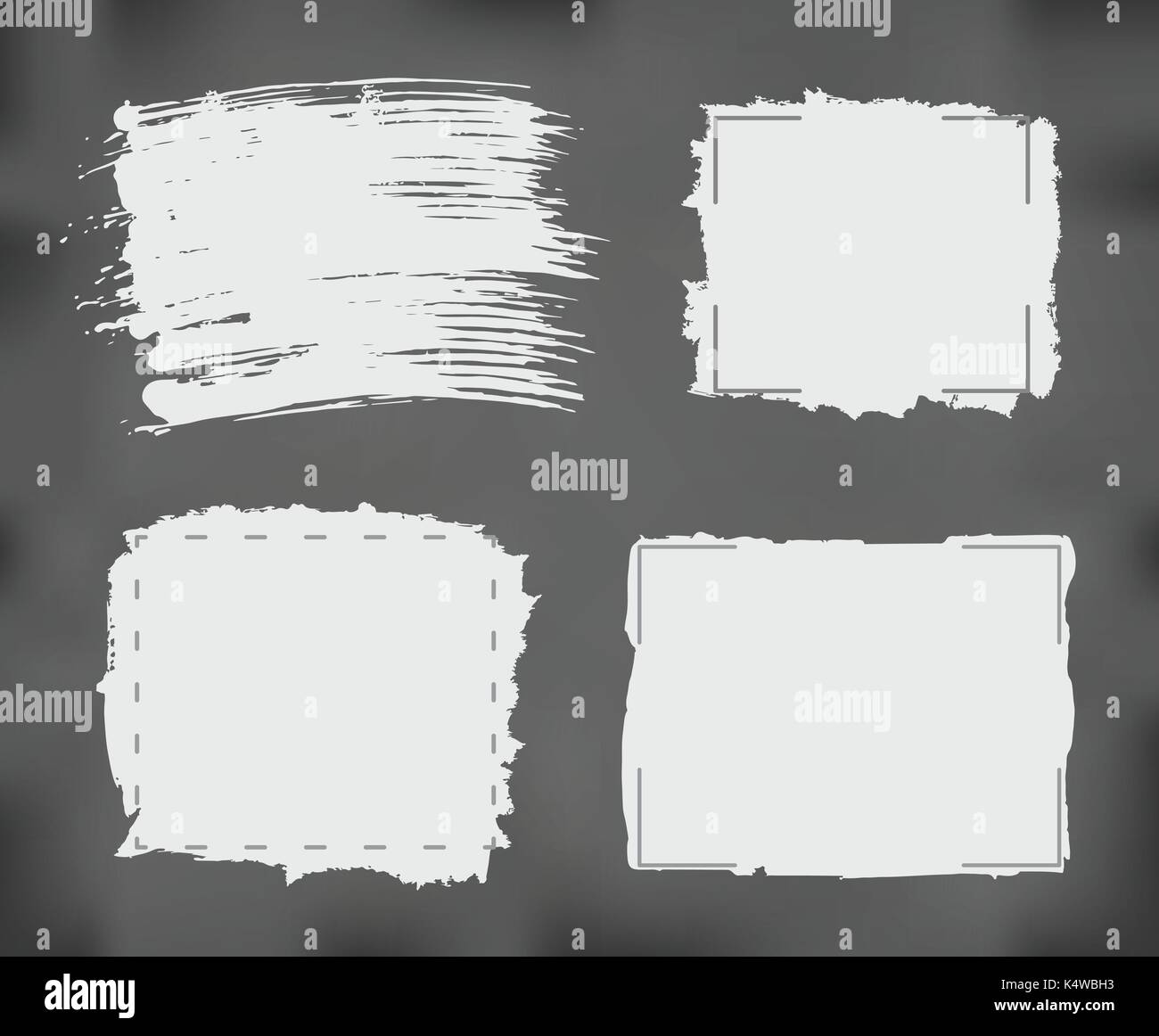 White aquarelle, traits, des banderoles avec cadre. Grunge éléments de conception. Illustration de Vecteur