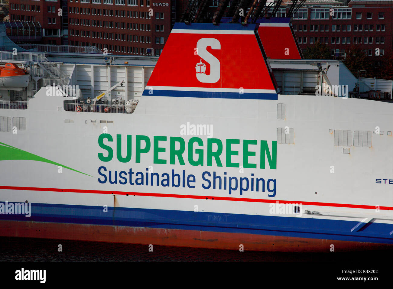 Le Stena Line ferry stena germanica amarré dans le port de Kiel en Allemagne du nord Banque D'Images