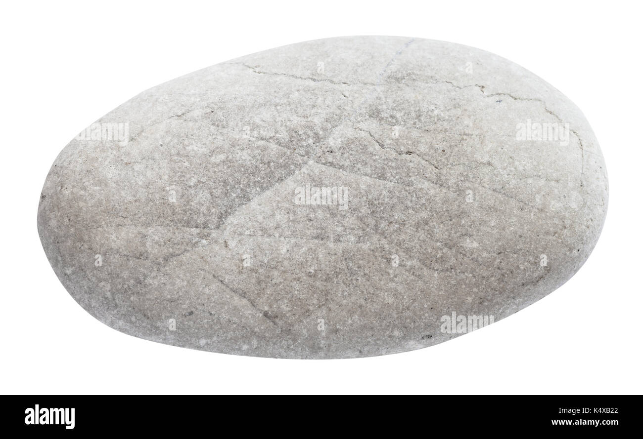Rivière poli caillou isolé sur fond blanc Banque D'Images