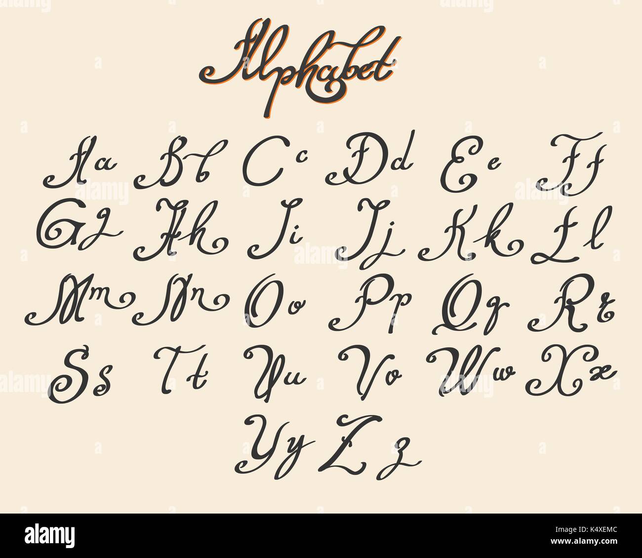 Calligraphie manuscrite font dessiné à l'encre et le style. Vector illustration Illustration de Vecteur